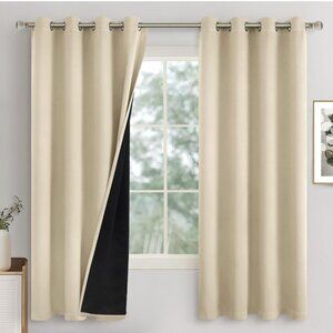 Beige Blackout Curtains, 100% Darkening Bedroom, 95"L x 52"W